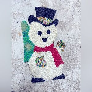 Melted Plastic Popcorn Hanging Snowman Vintage Christmas Decoration